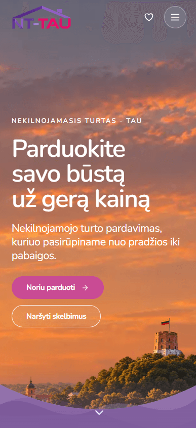 NT-TAU svetainės mobilioji versija