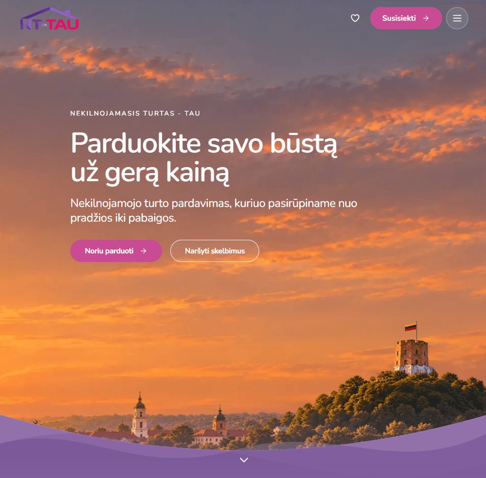 NT-TAU svetainės versija planšetėje
